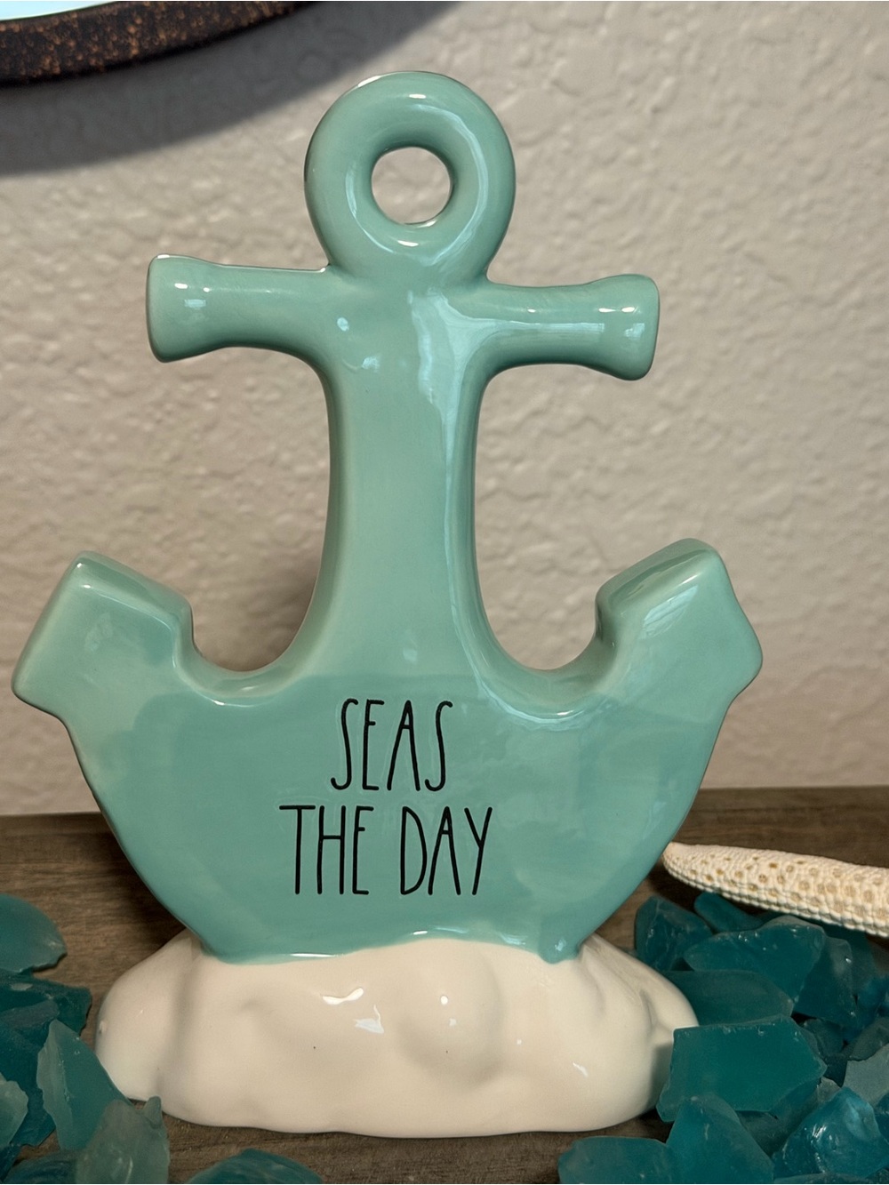 Rae Dunn “Seas The Day” Ceramic Anchor Decor